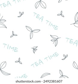 Wrapping tea leaves pattern seamless vector illustration