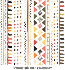  Wrapping textile sample shapes. Tribal vector ornament. Colorful geometric background.