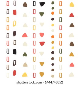  Wrapping textile sample shapes. Tribal Tribal dash and triangle vector ornament. Colorful geometric background.