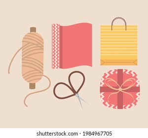 regalo de tijeras de papel de hilo