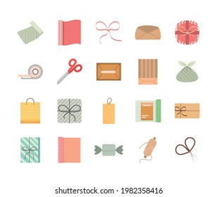 wrapping tools paper bow scissors tape