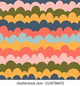 Wrapping wavy vector seamless pattern. Nautical waves doodle illustration. Summer wavy stripes childish fabric print. Trendy leaner ribbons candy pattern. background ornament.