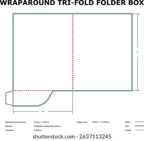 Wrapround Tri fold folder box Die-cut design