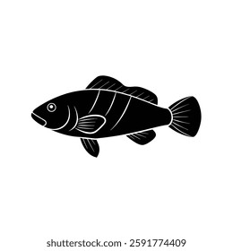 Wrasse Silhouette Vector and Wrasse Fish Black Design Illustration