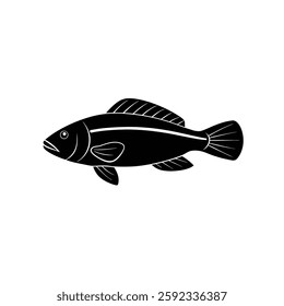 Wrasse Silhouette Vector and Wrasse Fish Black Design Illustration