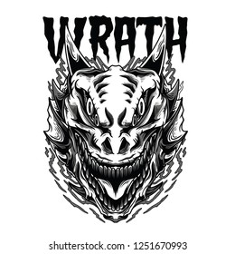 Wrath Monster Black And White Illustration