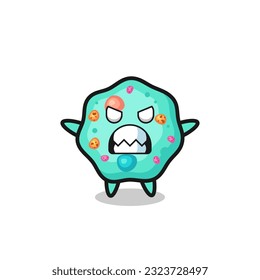 wrathful expression of the amoeba mascot character , cute style design for t shirt, sticker, logo element