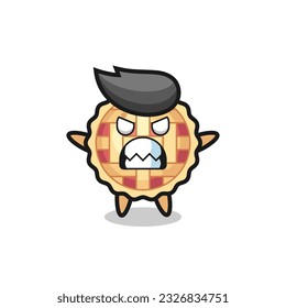 wrathful expression of the apple pie mascot character , cute style design for t shirt, sticker, logo element