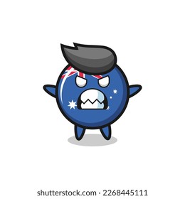 wrathful expression of the australia flag badge mascot character , cute style design for t shirt, sticker, logo element