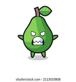 wrathful expression of the avocado mascot character , cute style design for t shirt, sticker, logo element