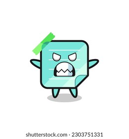 wrathful expression of the blue sticky notes mascot character , cute style design for t shirt, sticker, logo element