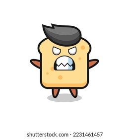 wrathful expression of the bread mascot character , cute style design for t shirt, sticker, logo element