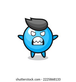 wrathful expression of the bubble gum mascot character , cute style design for t shirt, sticker, logo element