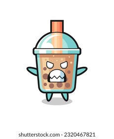 expresión furiosa del personaje de la mascota del té de la burbuja, diseño de estilo lindo para camiseta, pegatina, elemento logo