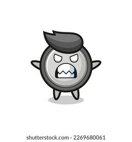wrathful expression of the button cell mascot character , cute style design for t shirt, sticker, logo element