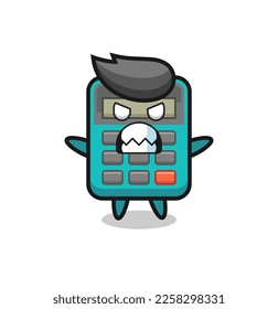 wrathful expression of the calculator mascot character , cute style design for t shirt, sticker, logo element