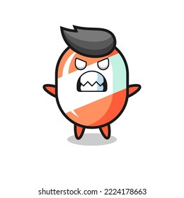 wrathful expression of the candy mascot character , cute style design for t shirt, sticker, logo element