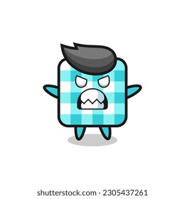 wrathful expression of the checkered tablecloth mascot character , cute style design for t shirt, sticker, logo element