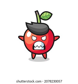 wrathful expression of the cherry mascot character , cute style design for t shirt, sticker, logo element