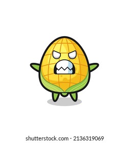 wrathful expression of the corn mascot character , cute style design for t shirt, sticker, logo element