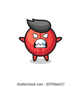 wrathful expression of the cricket ball mascot character , cute style design for t shirt, sticker, logo element