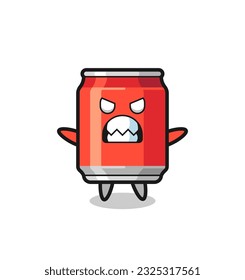 wrathful expression of the drink can mascot character , cute style design for t shirt, sticker, logo element
