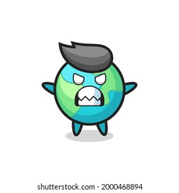 wrathful expression of the earth mascot character , cute style design for t shirt, sticker, logo element
