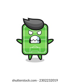 wrathful expression of the football field mascot character , cute style design for t shirt, sticker, logo element