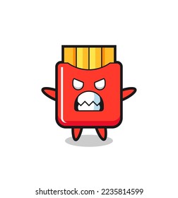 wrathful expression of the french fries mascot character , cute style design for t shirt, sticker, logo element