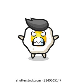 wrathful expression of the fried egg mascot character , cute style design for t shirt, sticker, logo element