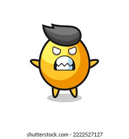 wrathful expression of the golden egg mascot character , cute style design for t shirt, sticker, logo element