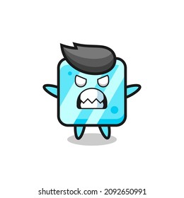 expresión furiosa del personaje de la mascota del cubo de hielo , diseño de estilo lindo para camiseta, pegatina, elemento logo
