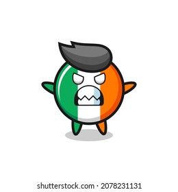 wrathful expression of the ireland flag badge mascot character , cute style design for t shirt, sticker, logo element