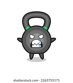 wrathful expression of the kettleball mascot character , cute style design for t shirt, sticker, logo element