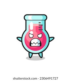 wrathful expression of the laboratory beaker mascot character , cute style design for t shirt, sticker, logo element