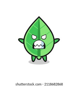 wrathful expression of the leaf mascot character , cute style design for t shirt, sticker, logo element