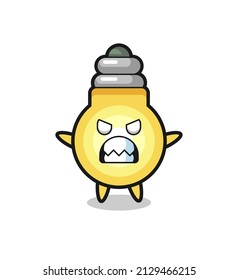 wrathful expression of the light bulb mascot character , cute style design for t shirt, sticker, logo element