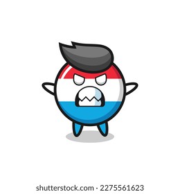 wrathful expression of the luxembourg flag badge mascot character , cute style design for t shirt, sticker, logo element