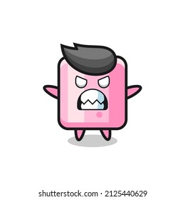 wrathful expression of the marshmallow mascot character , cute style design for t shirt, sticker, logo element