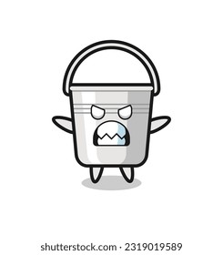 wrathful expression of the metal bucket mascot character , cute style design for t shirt, sticker, logo element