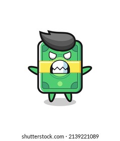 expresión furiosa del personaje de la mascota del dinero , diseño de estilo lindo para camiseta, pegatina, elemento logo