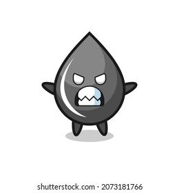 wrathful expression of the oil drop mascot character , cute style design for t shirt, sticker, logo element