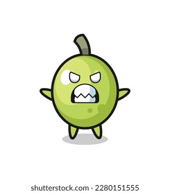 wrathful expression of the olive mascot character , cute style design for t shirt, sticker, logo element