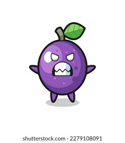 wrathful expression of the passion fruit mascot character , cute style design for t shirt, sticker, logo element