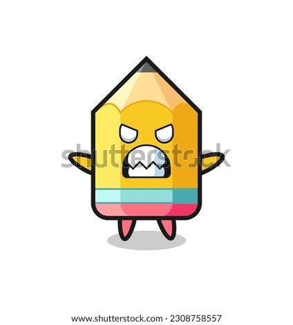 wrathful expression of the pencil mascot character , cute style design for t shirt, sticker, logo element