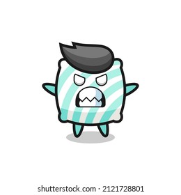 wrathful expression of the pillow mascot character , cute style design for t shirt, sticker, logo element