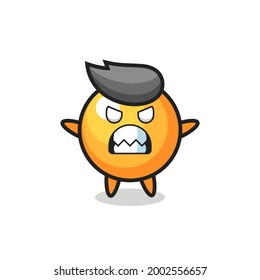 wrathful expression of the ping pong ball mascot character , cute style design for t shirt, sticker, logo element