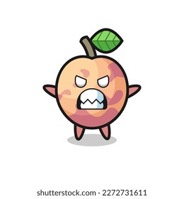 wrathful expression of the pluot fruit mascot character , cute style design for t shirt, sticker, logo element