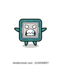 wrathful expression of the processor mascot character , cute style design for t shirt, sticker, logo element