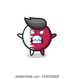 wrathful expression of the qatar flag badge mascot character , cute style design for t shirt, sticker, logo element